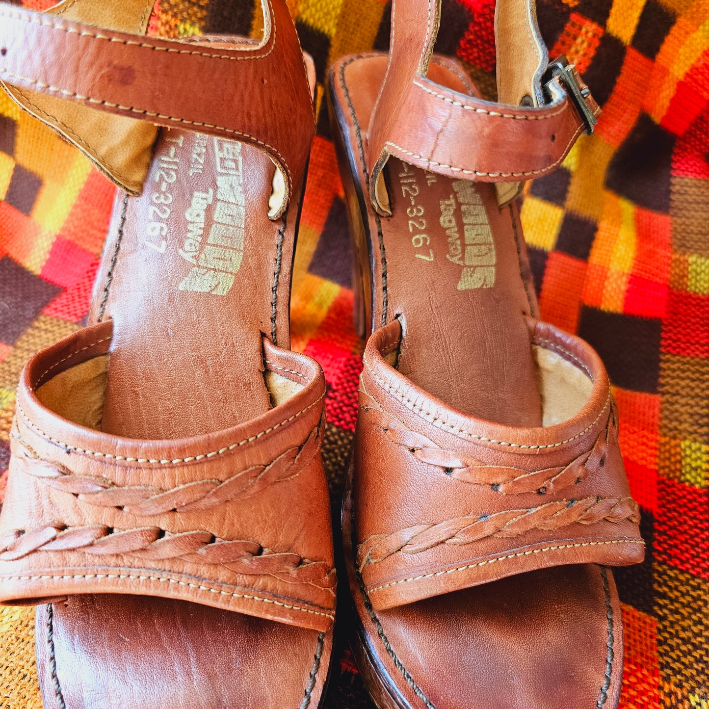 70s Wild Wood Leather & Wood Heels