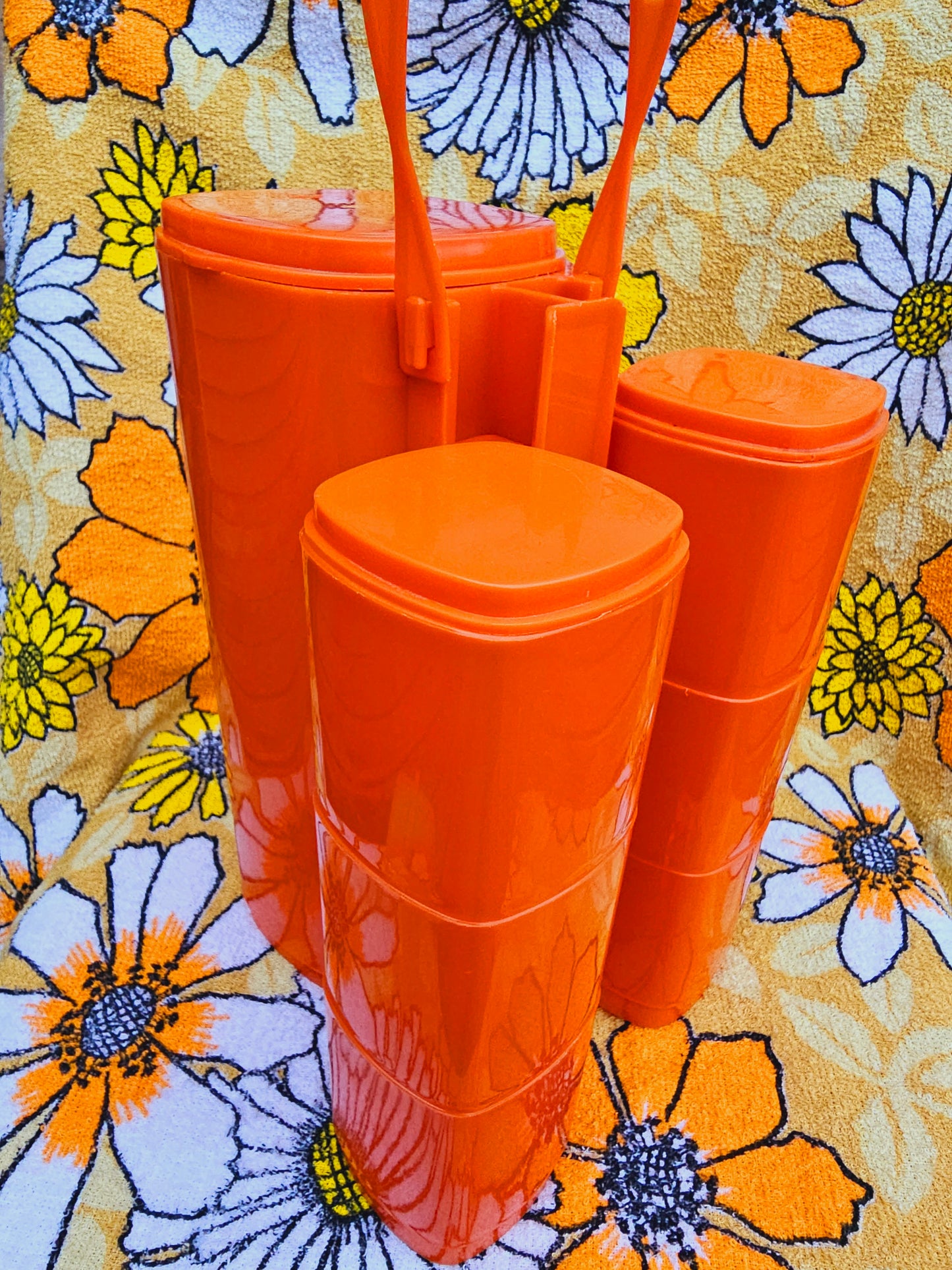 70s/80s Orange Pitcher & Connected Cup Set