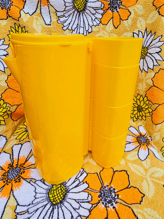 70s/80s Yellow Pitcher & Connected Cup Set