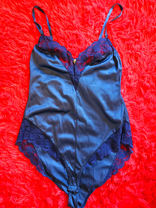 70s/80s Chantilly Maidenform Blue Body Suit (S)