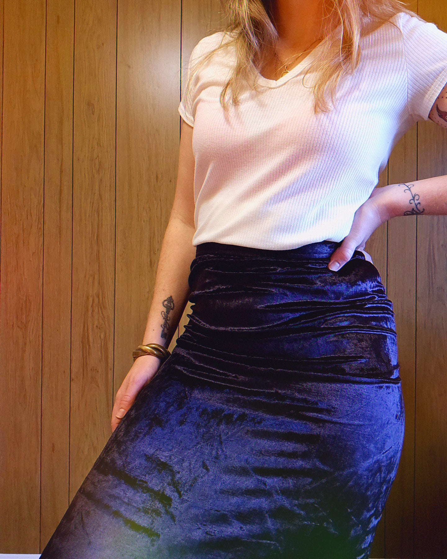 70s Dark Plum Velvet Skirt (XS/S)