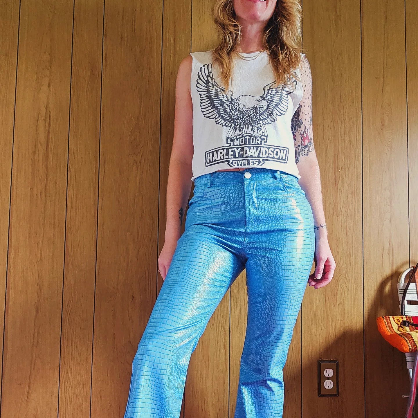 Princess Polly Blue Faux Snake Skin Pants