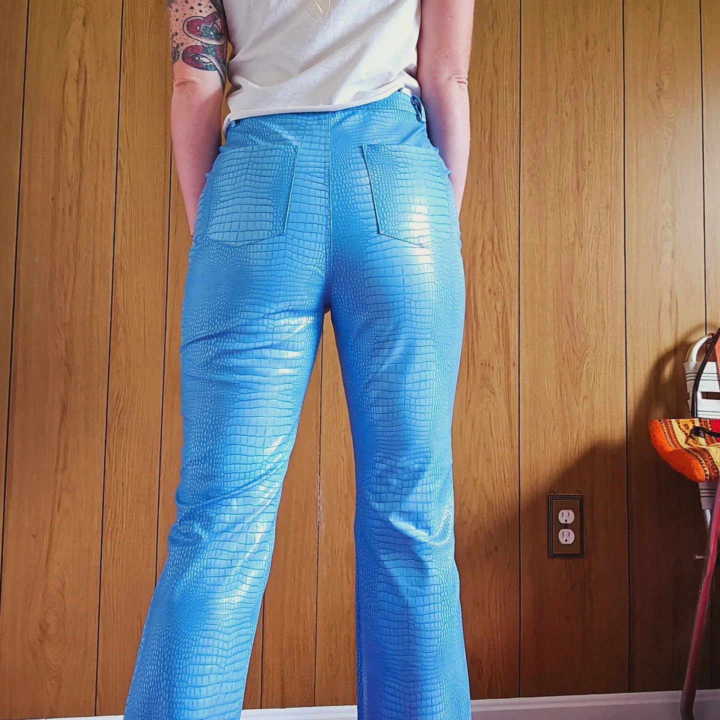 Princess Polly Blue Faux Snake Skin Pants