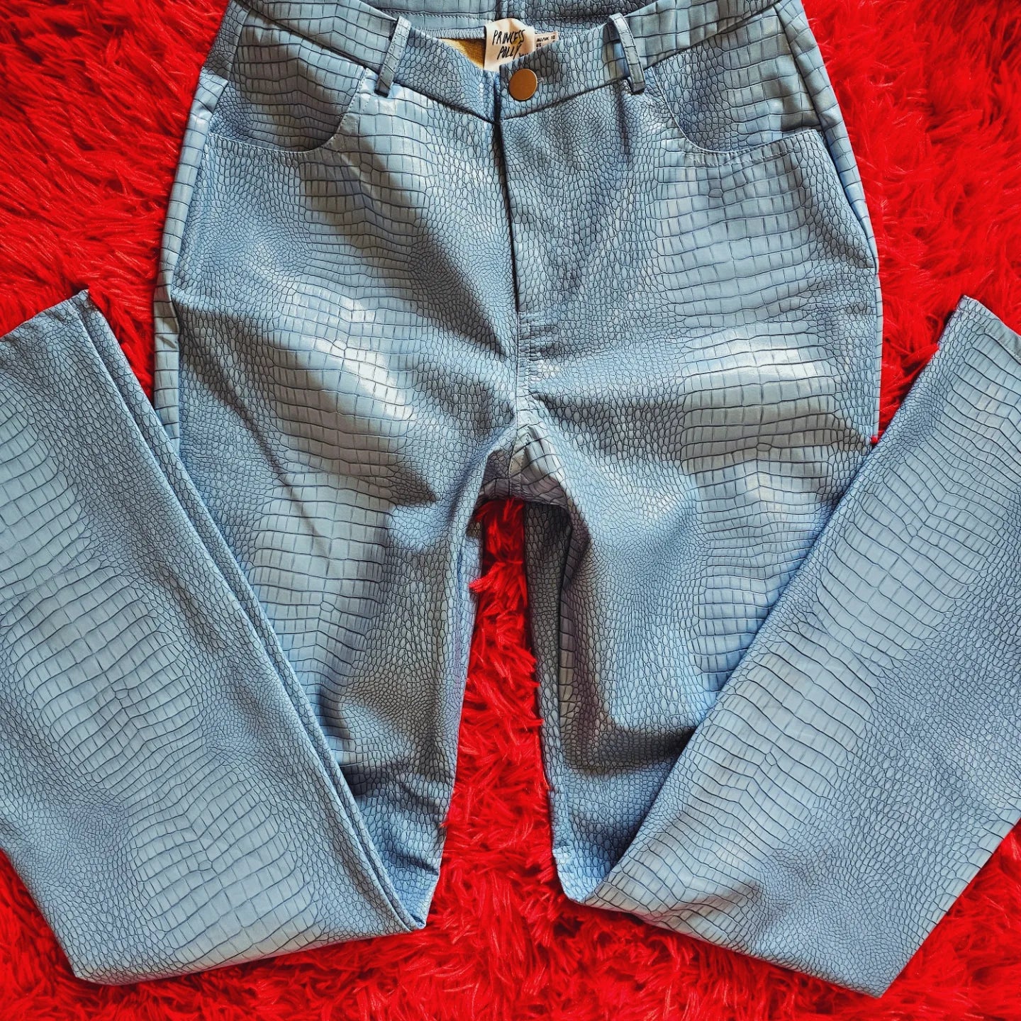 Princess Polly Blue Faux Snake Skin Pants