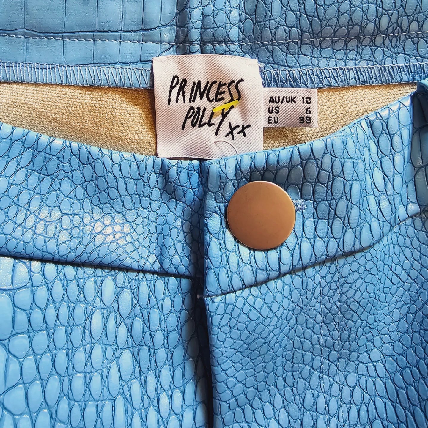 Princess Polly Blue Faux Snake Skin Pants