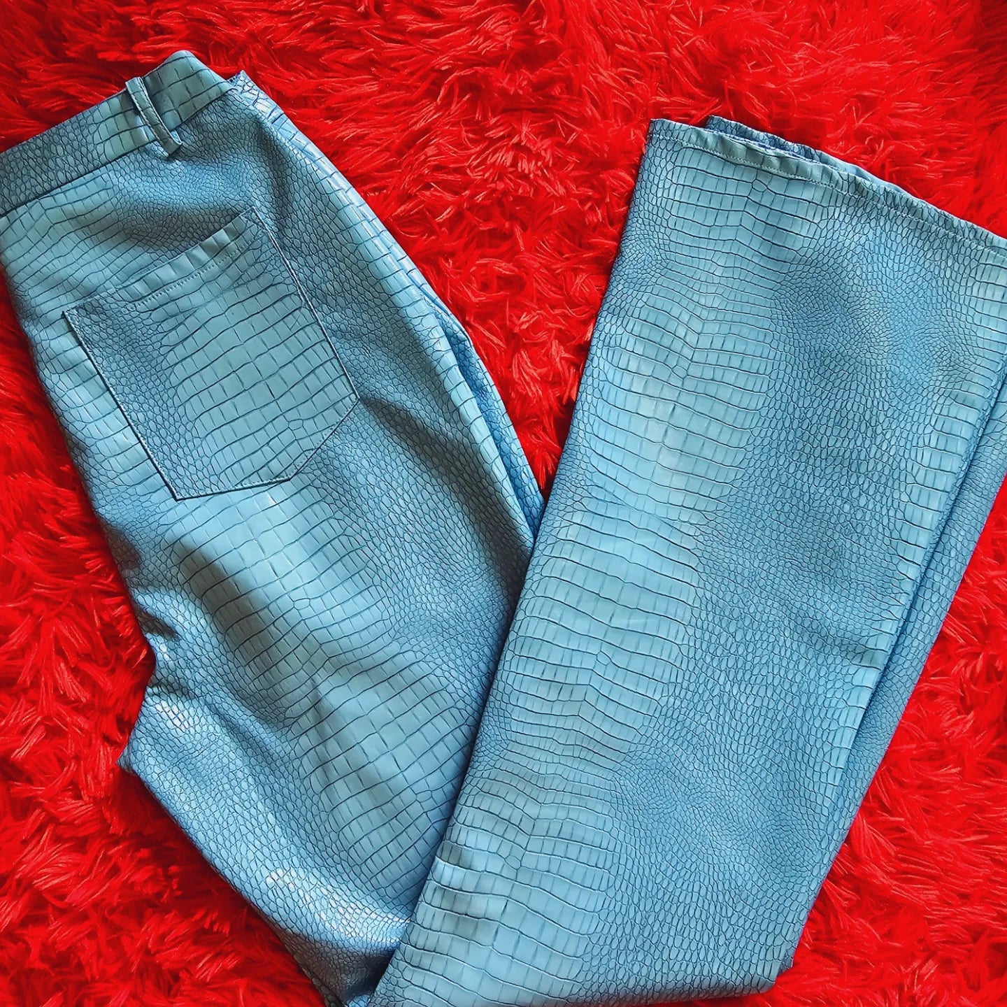 Princess Polly Blue Faux Snake Skin Pants