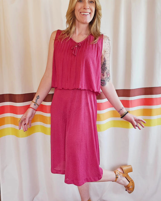 Vintage Two-Tier Fuschia Dress