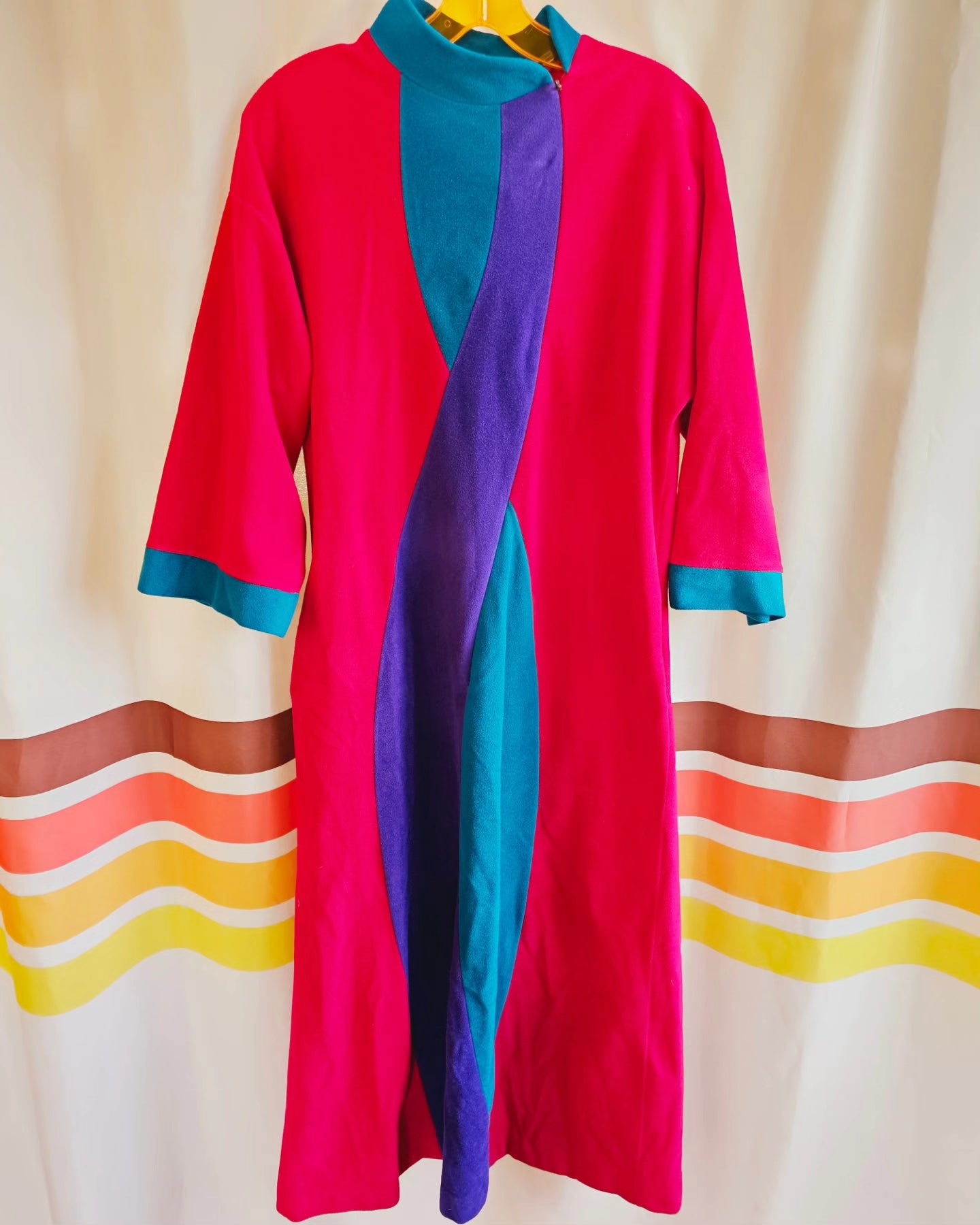 70s Vanity Fair Petites Velour Housecoat Dress