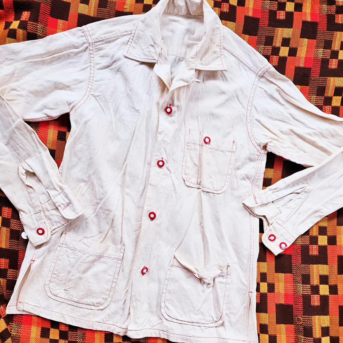 1950s/1960s White & Red button down