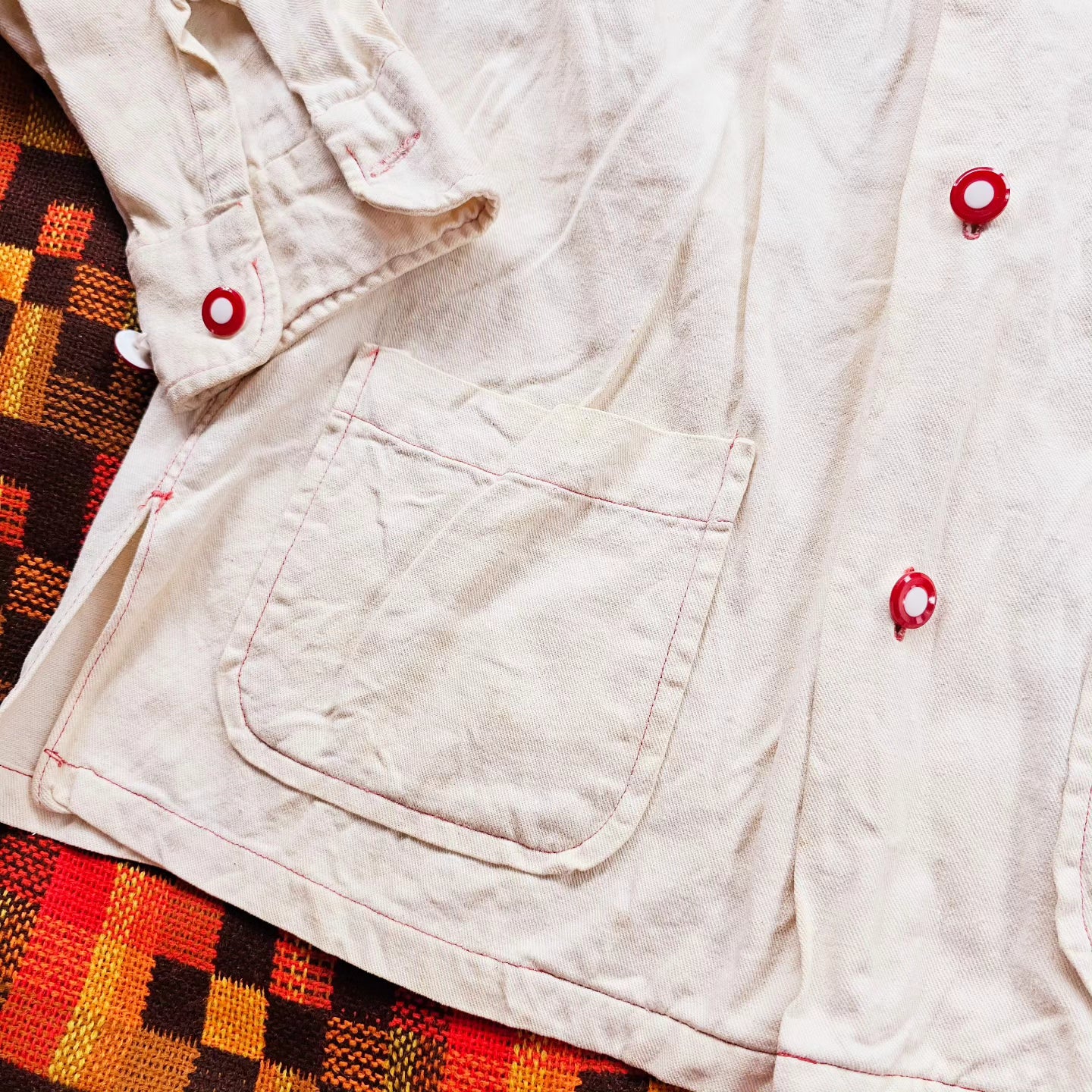 1950s/1960s White & Red button down