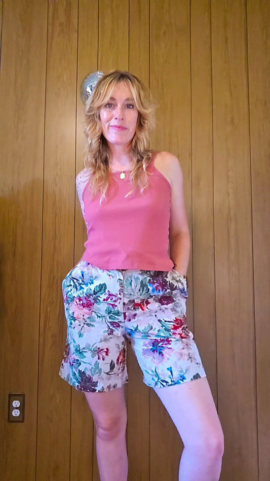 80s RuffHewn High Waist Floral Shorts (S)