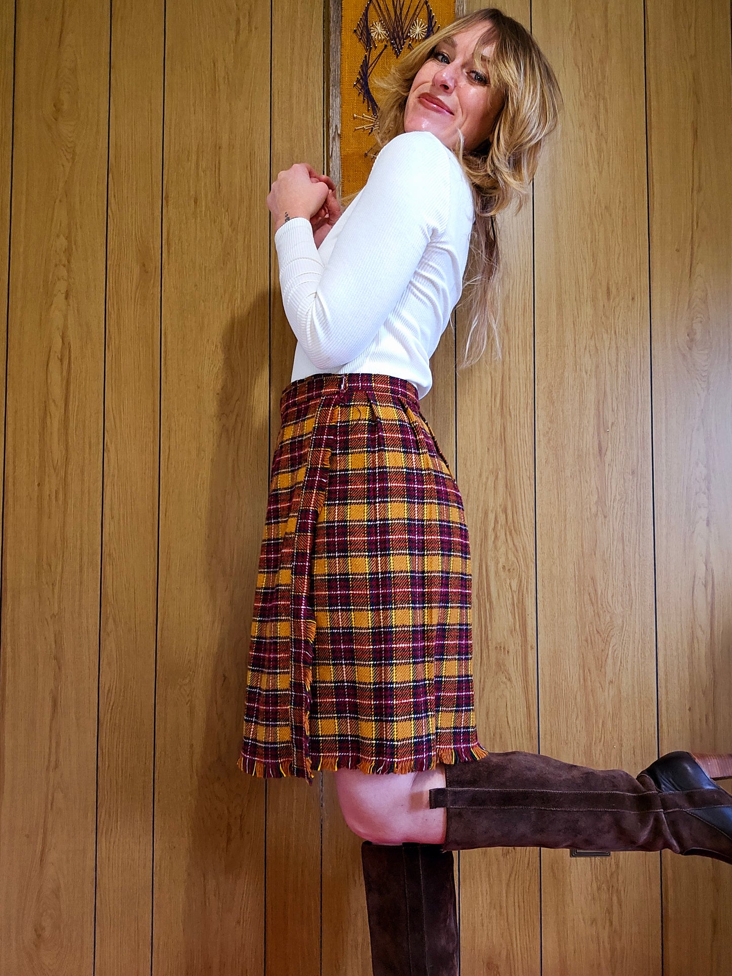 Handmade Plaid Wrap Skirt (M)