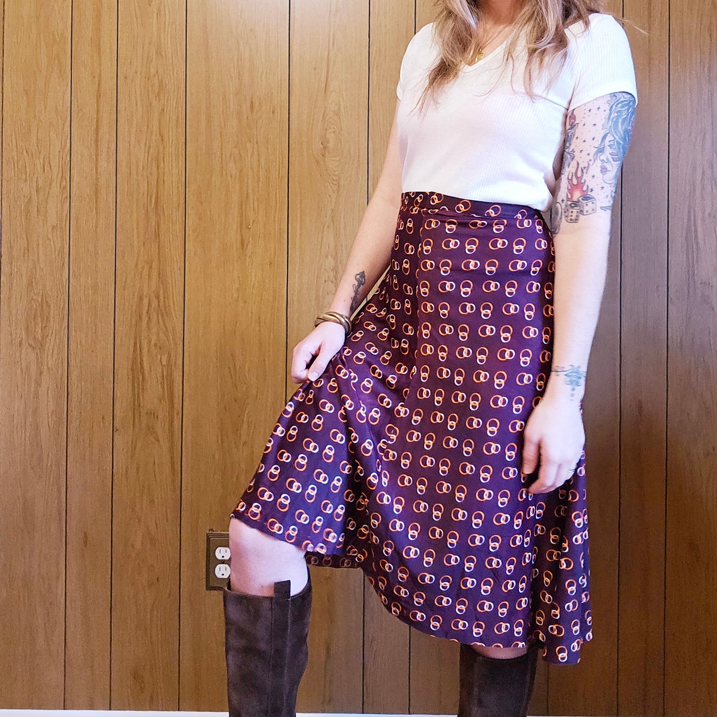 70s Ring Pattern Skirt (M/L)