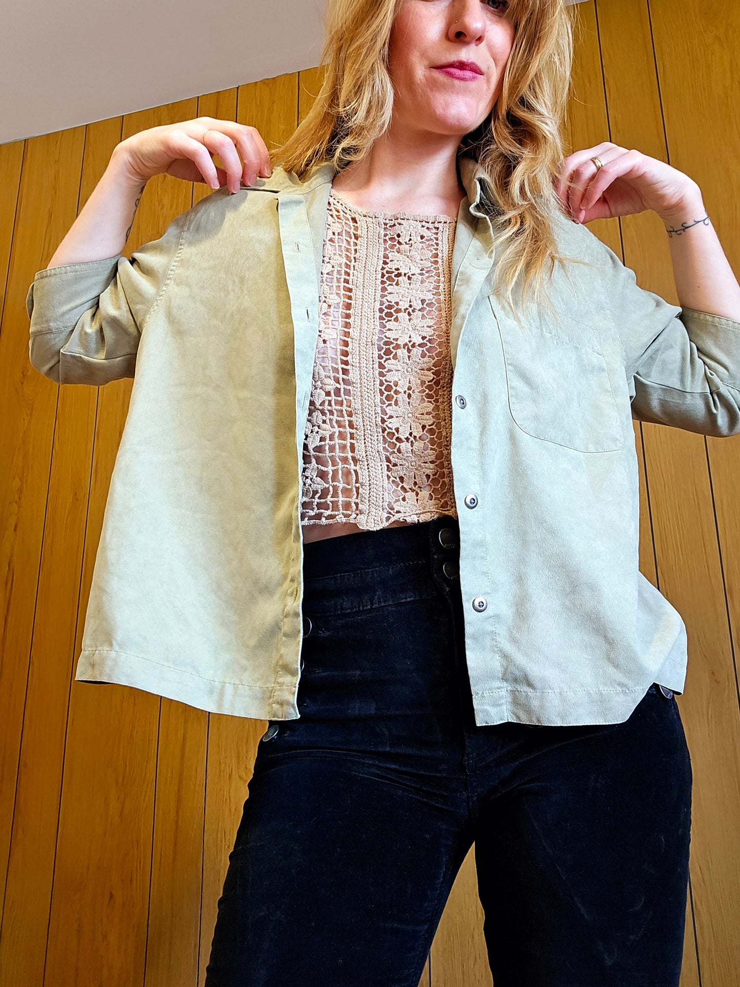 90s Chico Faux Suede Button Down (L-XL)