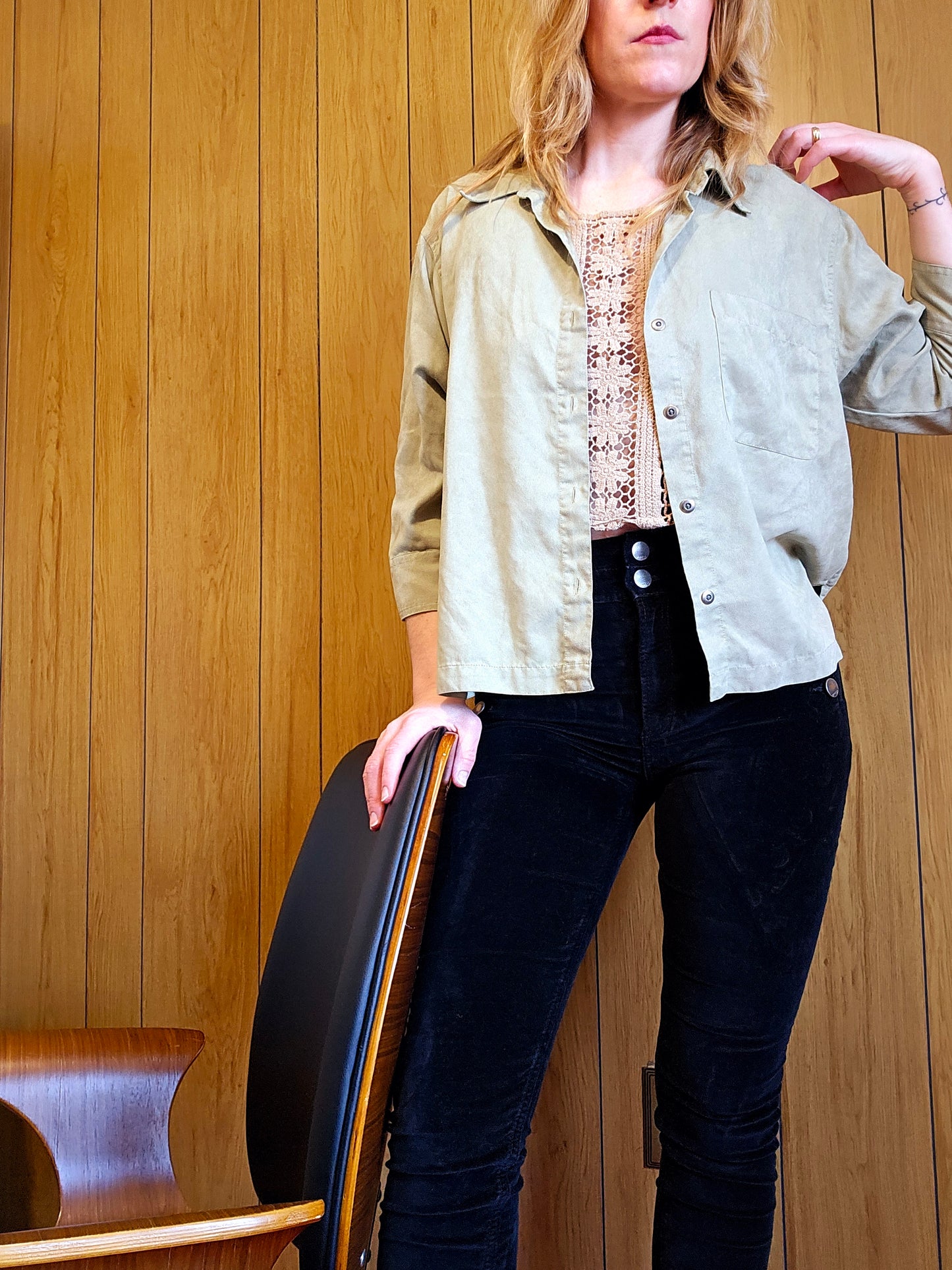 90s Chico Faux Suede Button Down (L-XL)