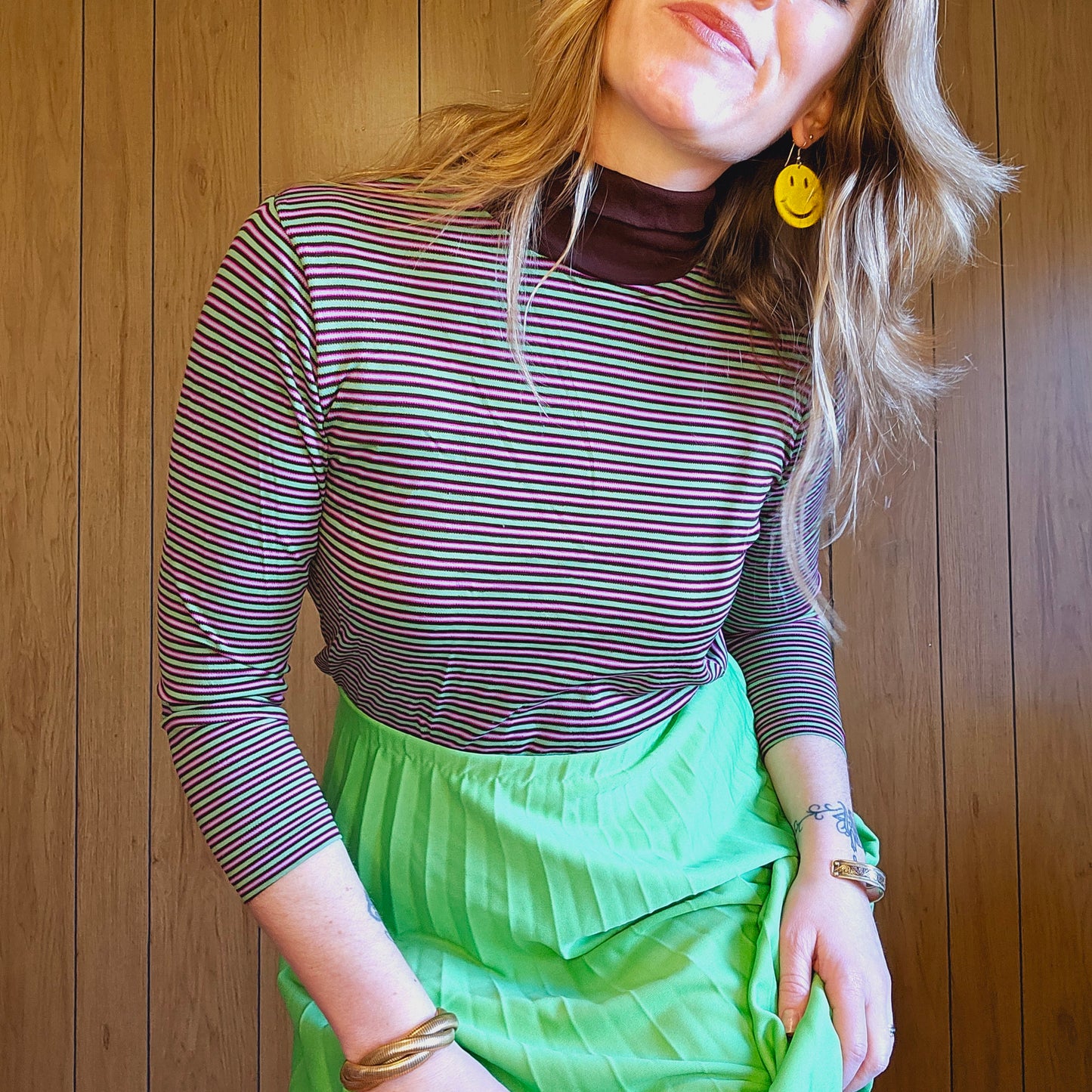 70s Stripped Turtle Neck (S)