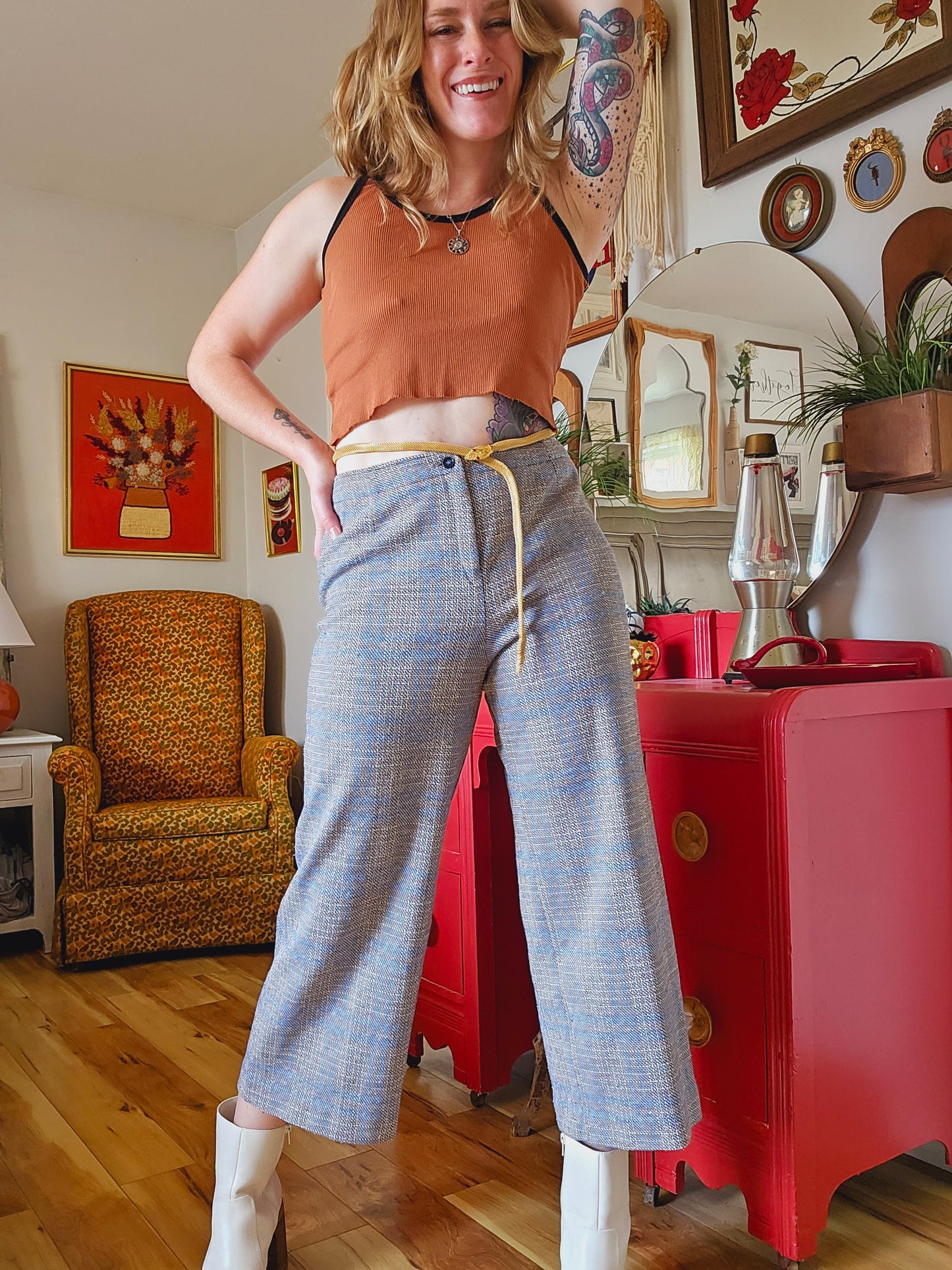 60s/70s Houndstooth Cropped Flares