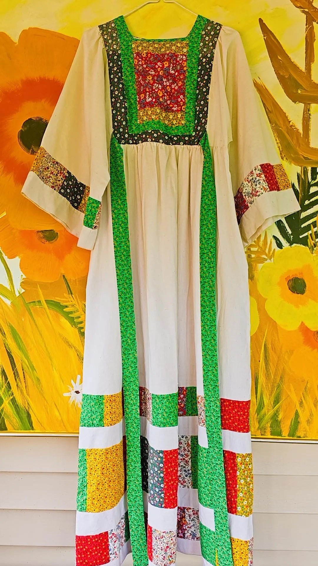 1960s Handmade Peasant Prairie Dress (M)