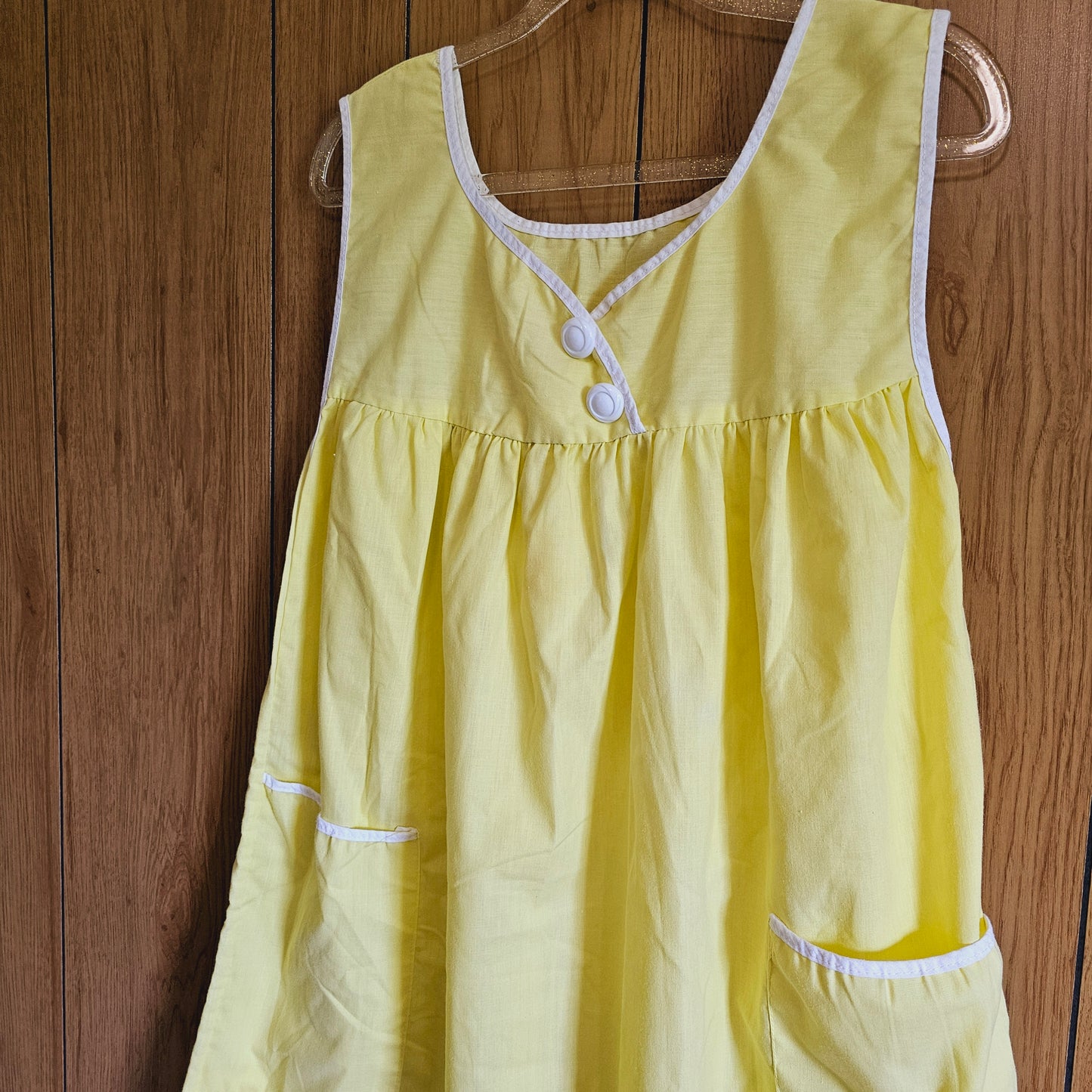 60s Yellow & White Nightgown with Pockets (S-L)