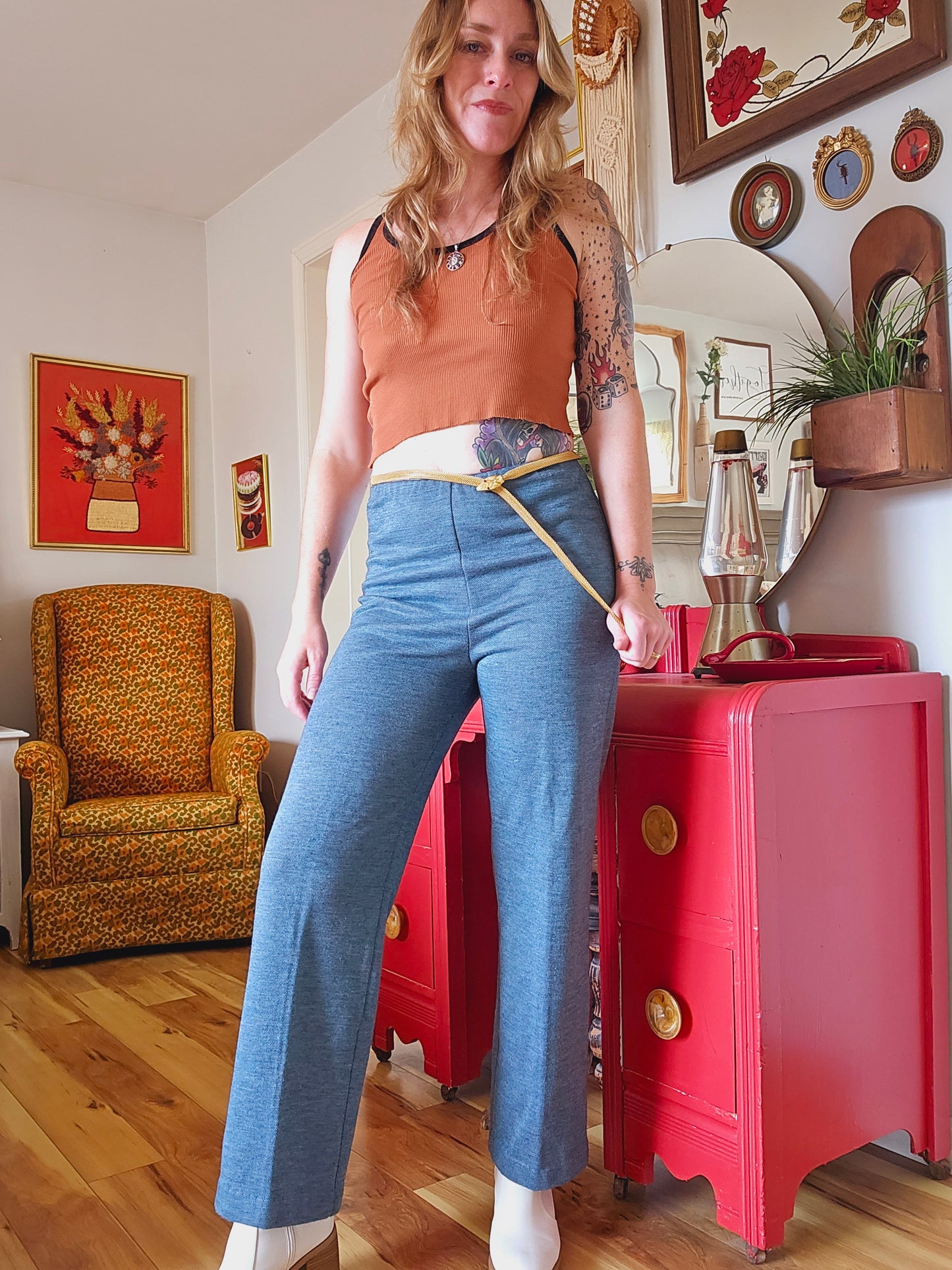 60s/70s Blue Stretch Flares