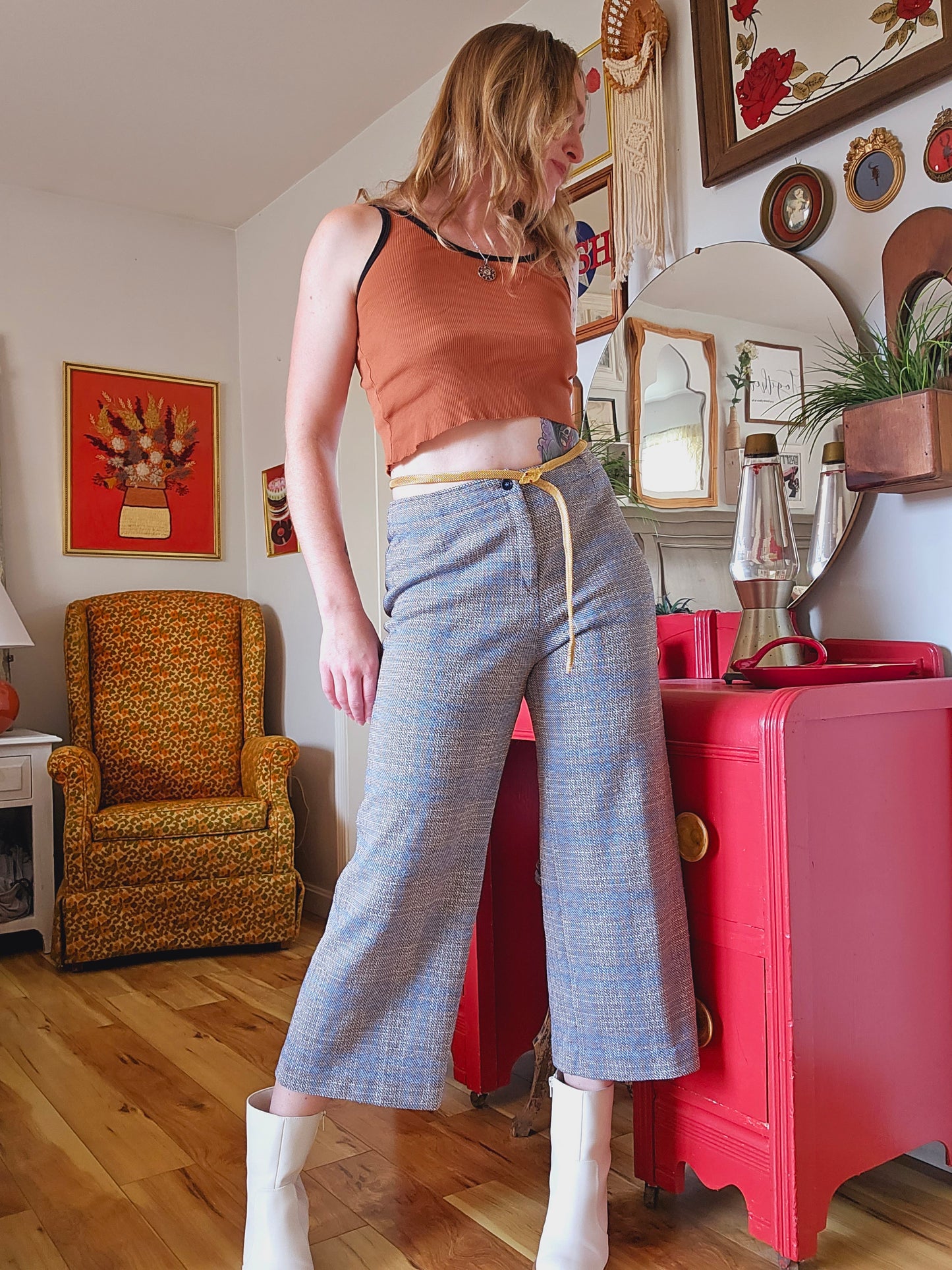 60s/70s Houndstooth Cropped Flares