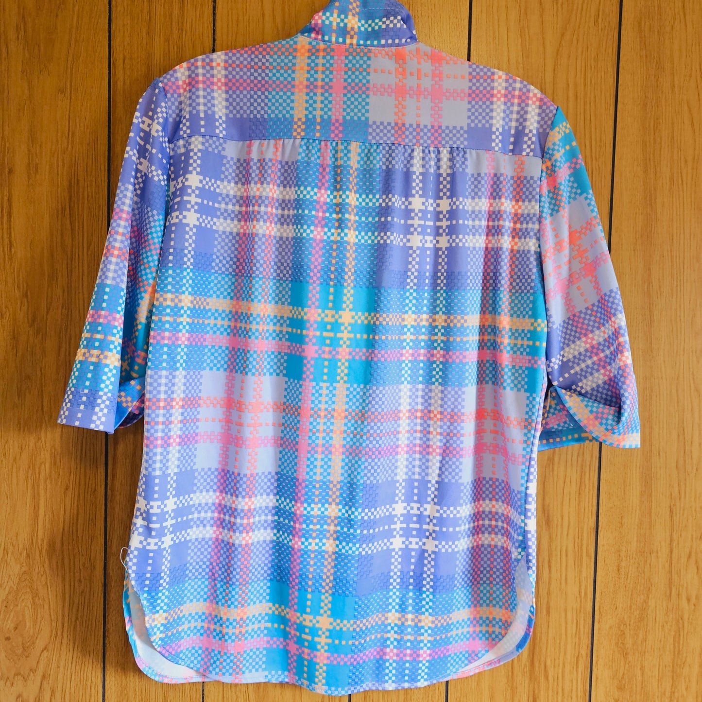 60s/70s Pastel Plaid Top (M)