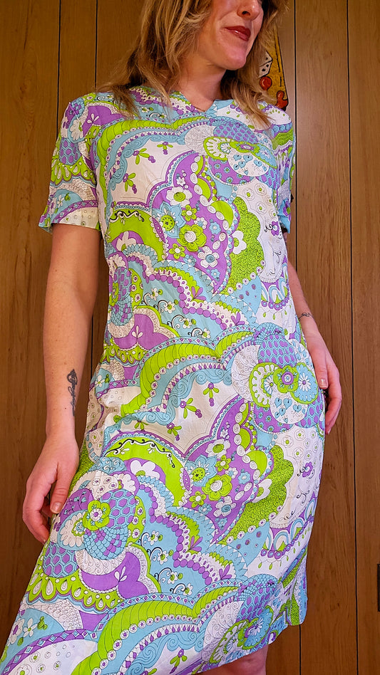 60s/70s Paisley Dress (L/XL)