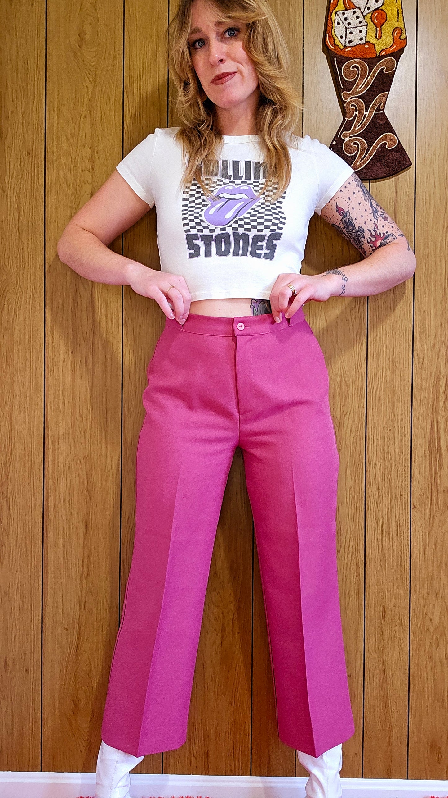 60s/70s Time And Place Fuschia Pants (M)