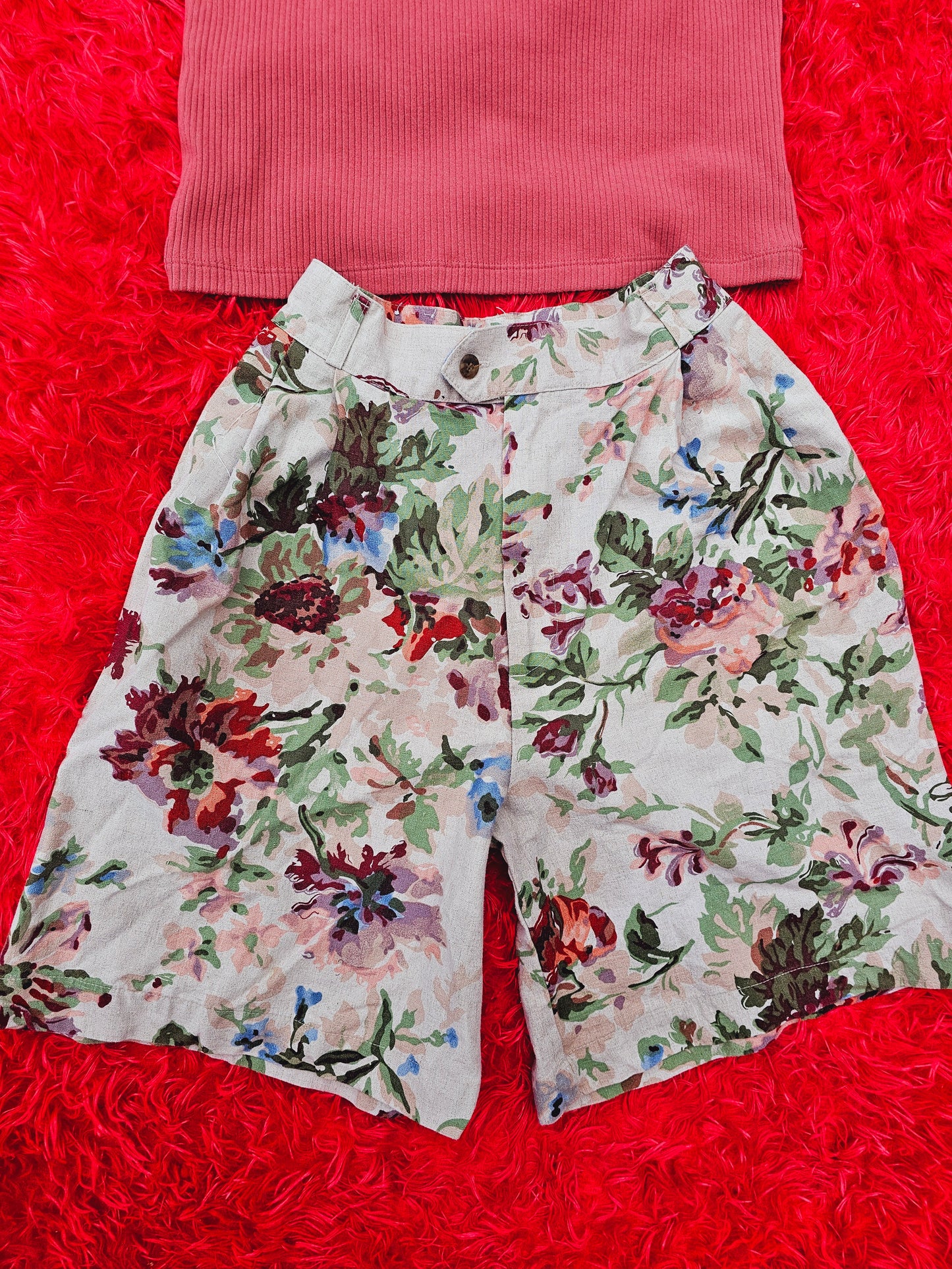 80s RuffHewn High Waist Floral Shorts (S)