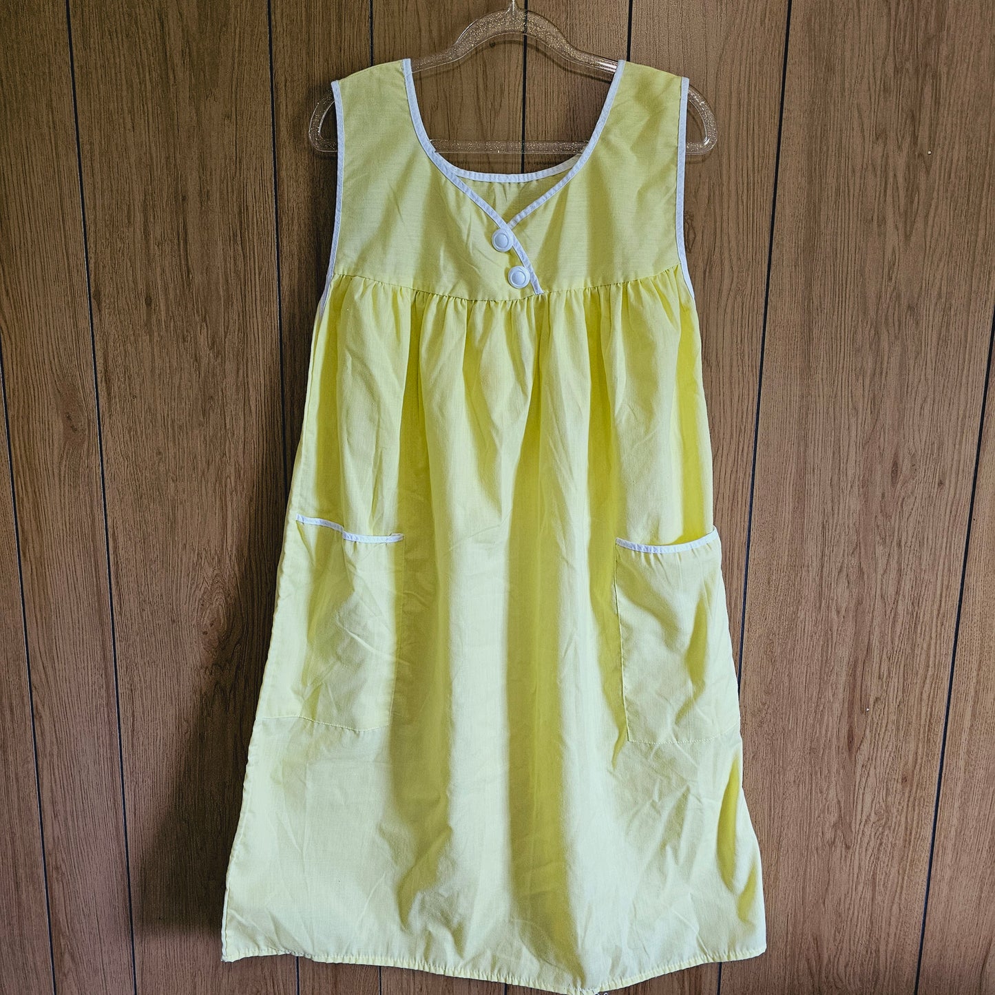 60s Yellow & White Nightgown with Pockets (S-L)