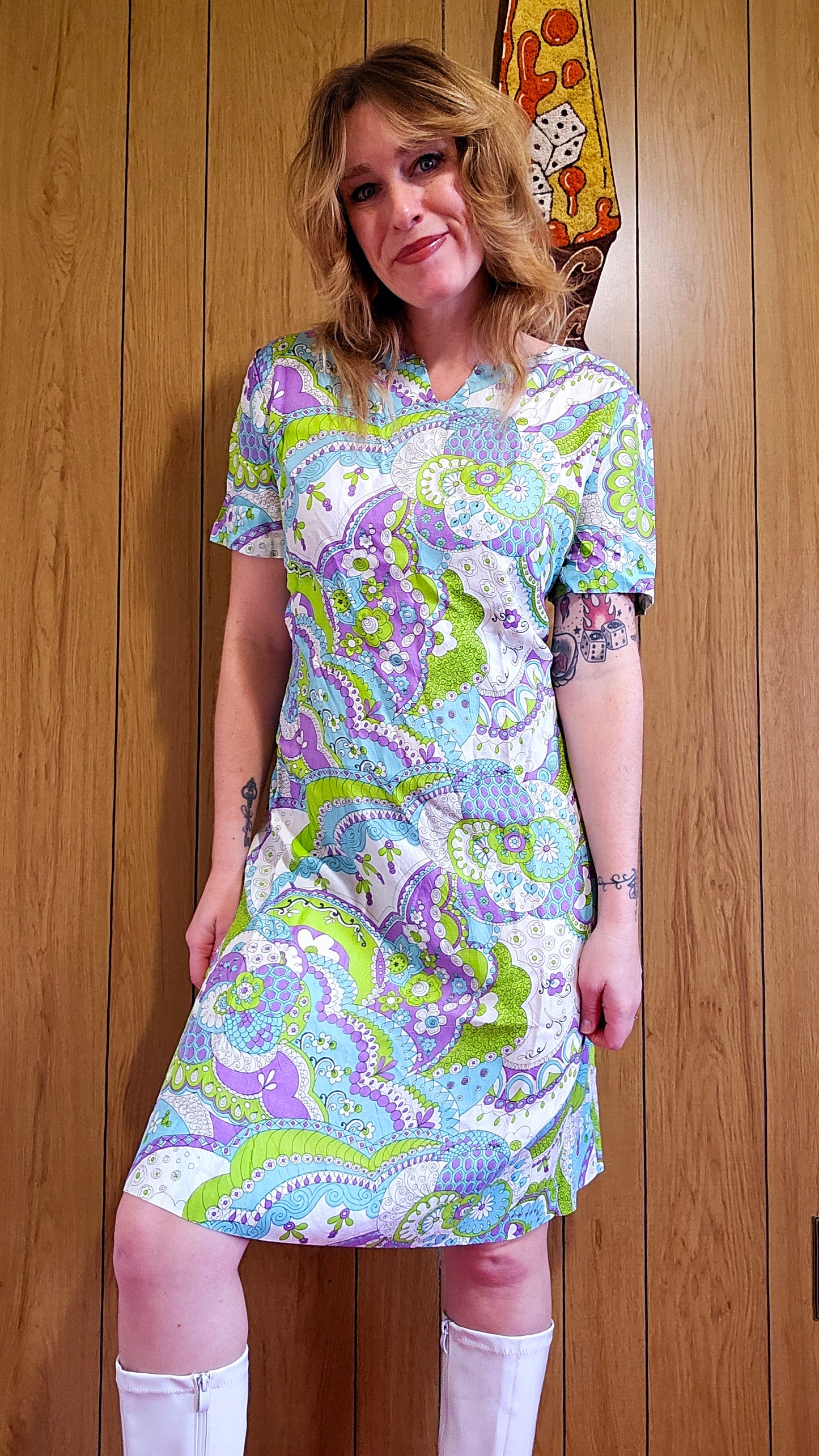 60s/70s Paisley Dress (L/XL)