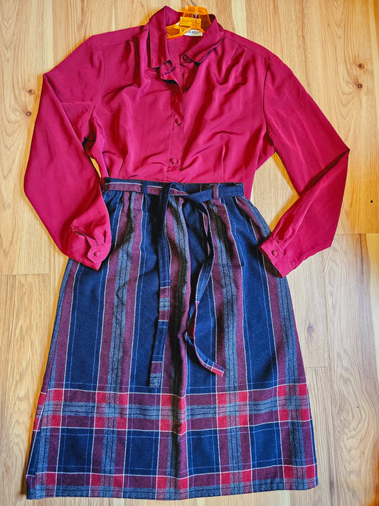 You Pick! 70s Burgundy Blouse and/or Plaid Skirt