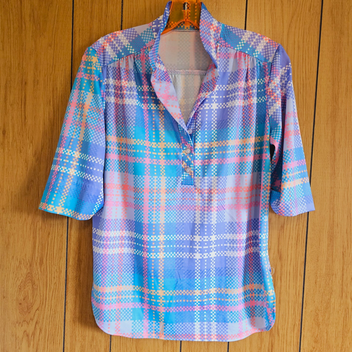 60s/70s Pastel Plaid Top (M)