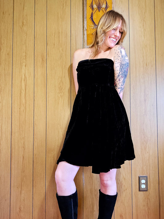 80s/90s Cathy Hardwick Velvet Dress (XS/S)