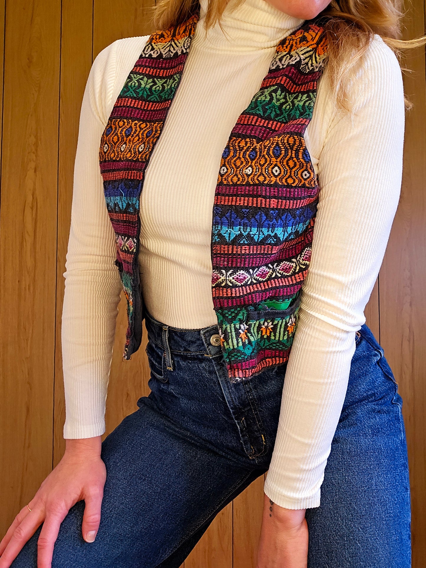 Vintage Embroidered Style Vest (S)