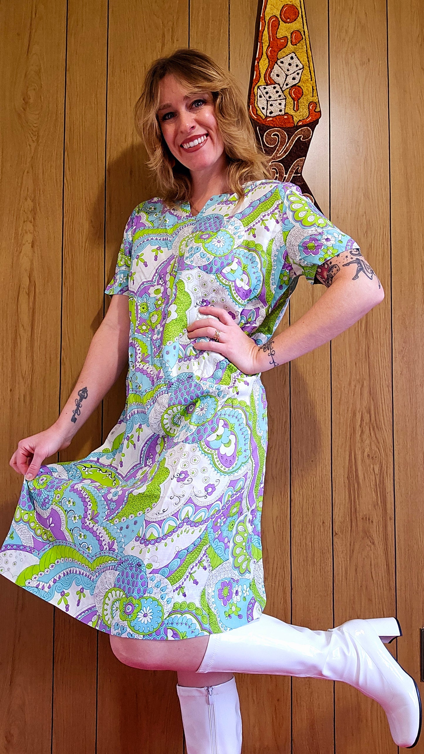 60s/70s Paisley Dress (L/XL)