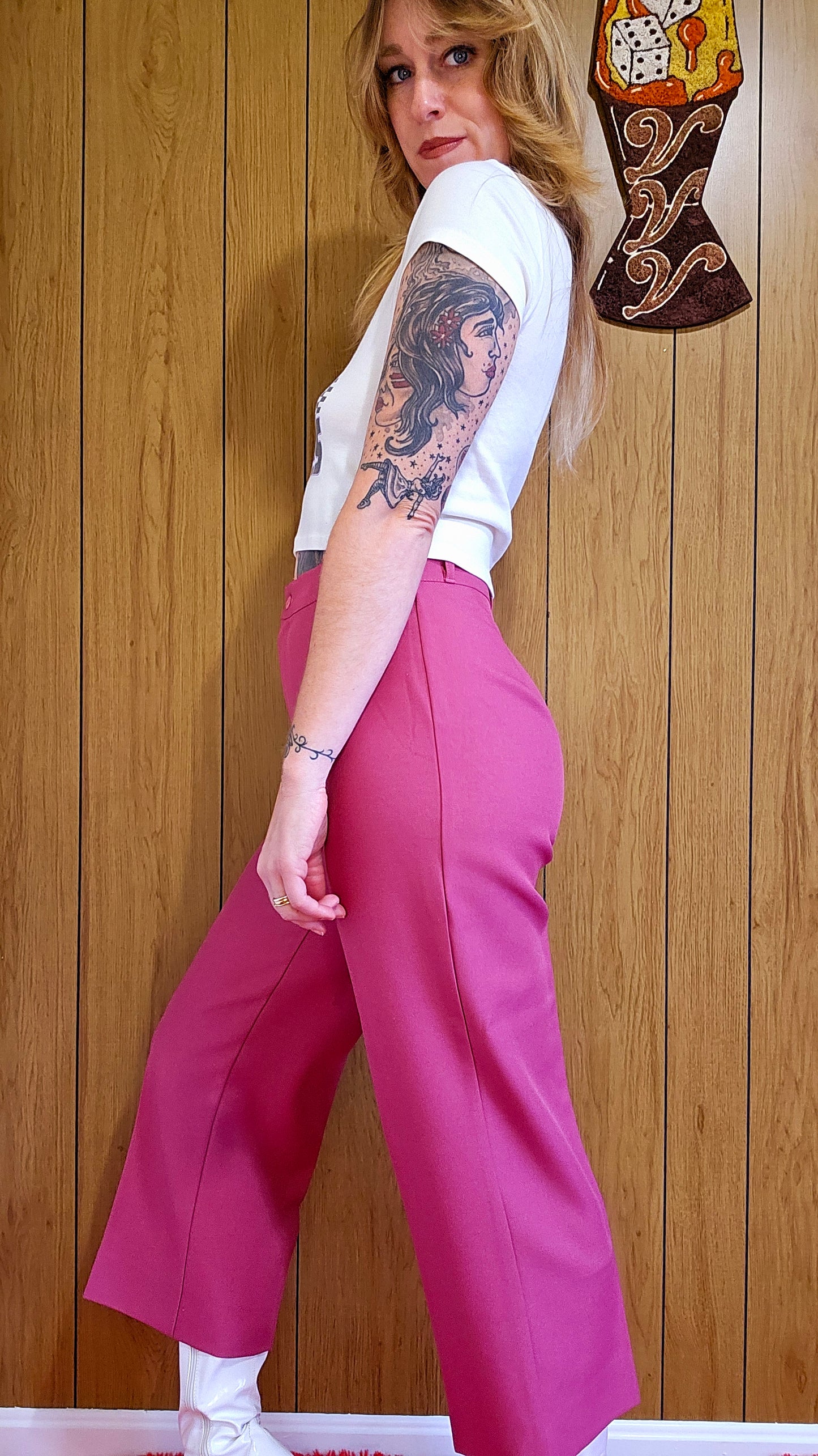 60s/70s Time And Place Fuschia Pants (M)