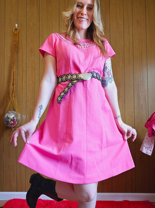 60s Pink Dress (L)