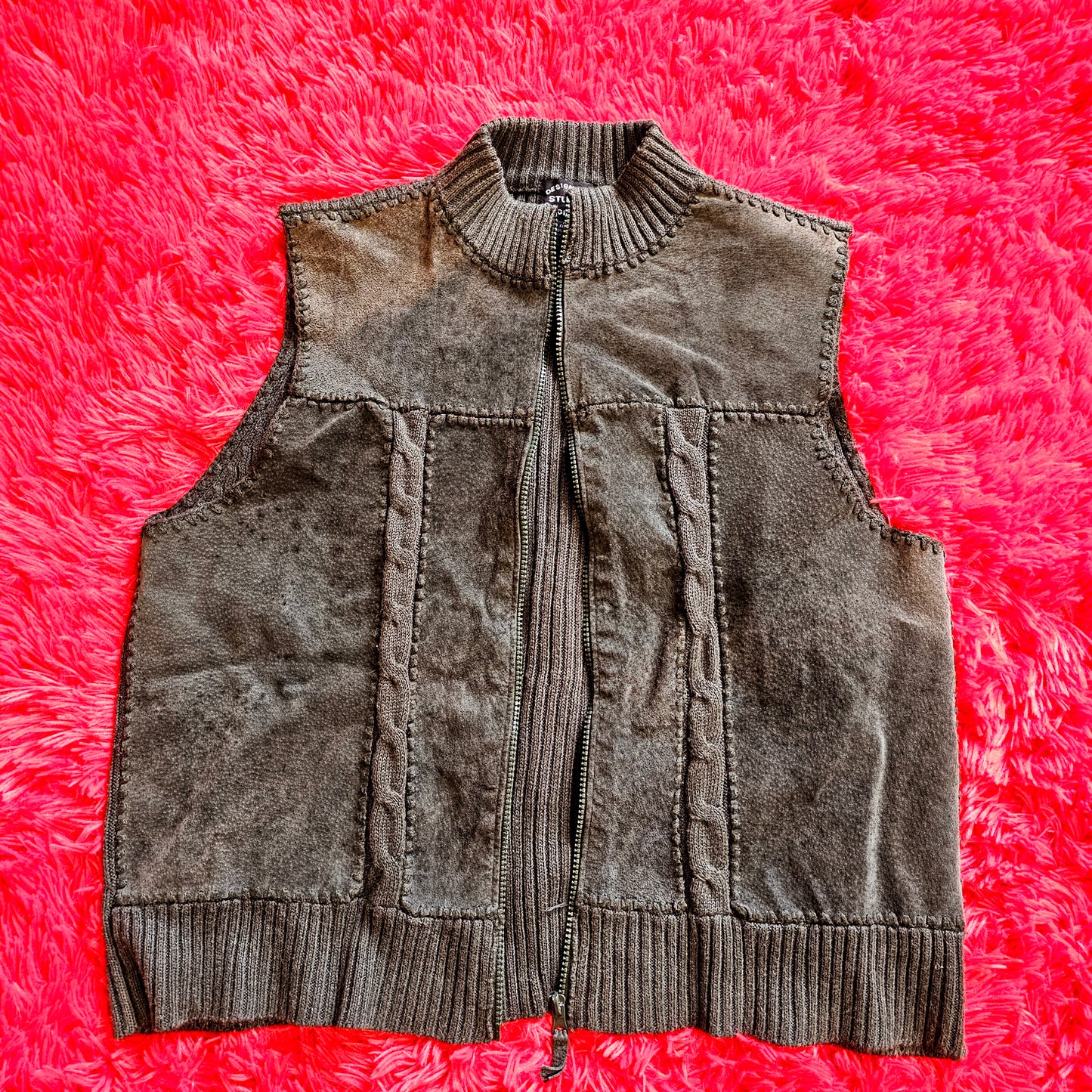 80s/90s Suede & Knit Vest (XL)