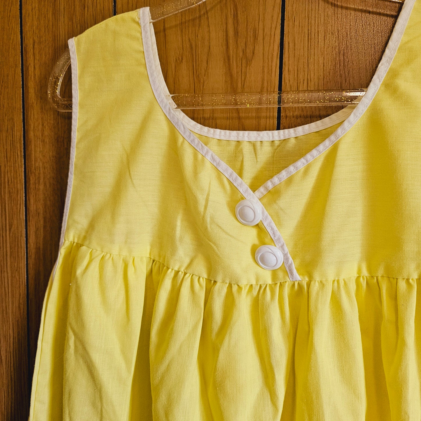 60s Yellow & White Nightgown with Pockets (S-L)