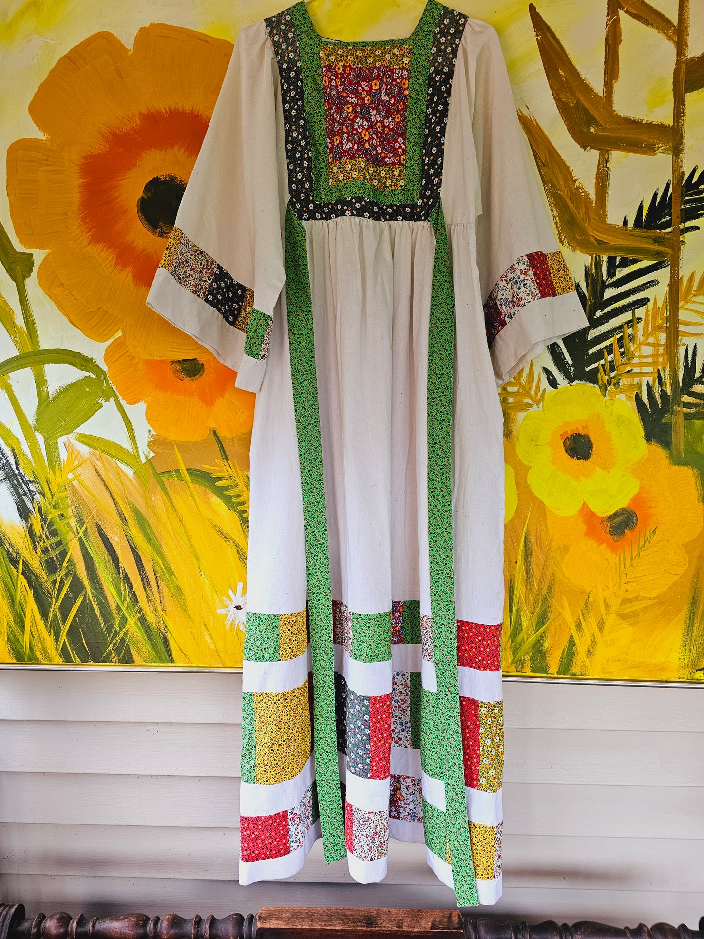 1960s Handmade Peasant Prairie Dress (M)