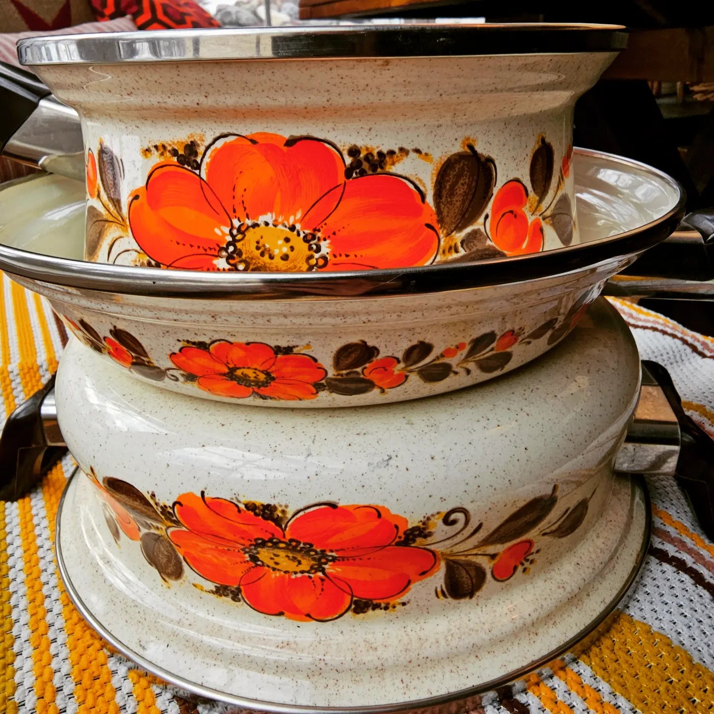 60s/70s Enamel Cookware Set