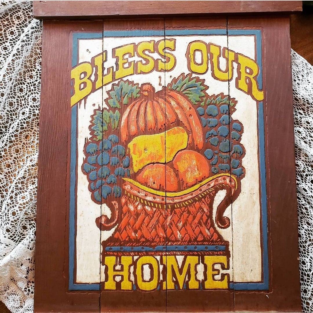 Bless Our Home Vintage Wood Sign