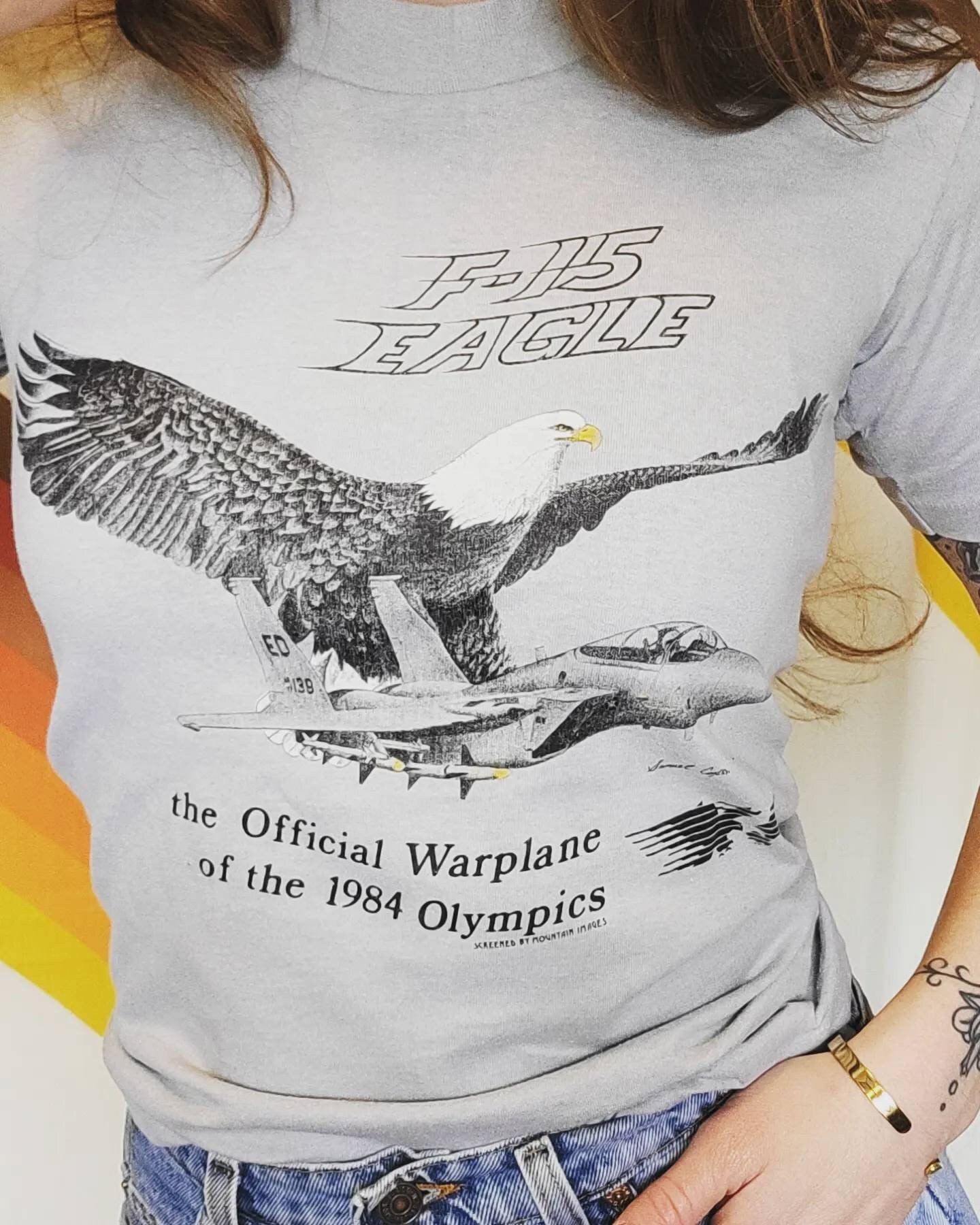 1984 F-15 Eagle War Plane Olympics Tshirt Vintage Tee