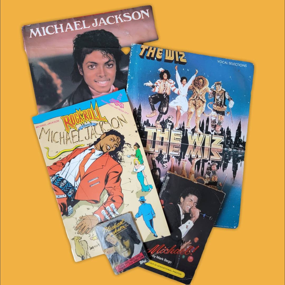 70s/80s/90s Michael Jackson bundle! Comic book, Wiz song books, trading cards etc